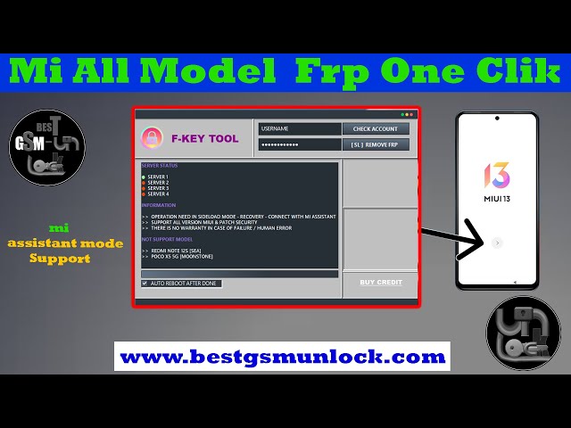 Poco X3 FRP And Mi All Model One Clik By F-Key Tools www.bestgsmunlock.com