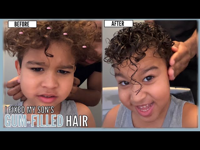 This Kid Put GUM In His Curly Hair! Watch Me Fix It
