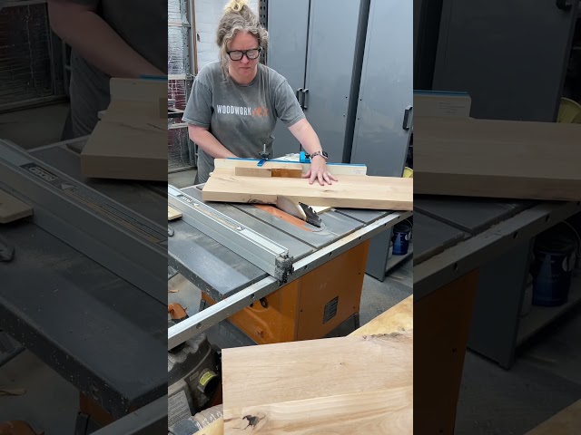 Cutting a miter on the table saw using my sled! 🍊 #jigs #tablesaw #tablesawsled