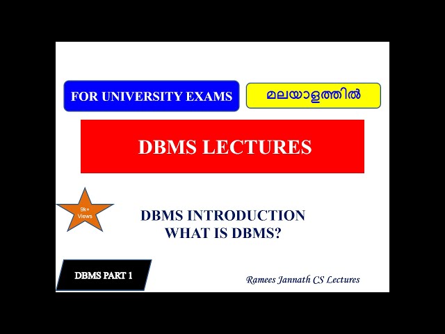 DBMS Introduction (Malayalam)- DBMS Lecture 1