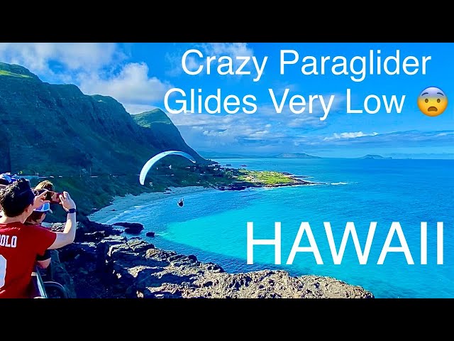 Crazy Paraglider Glides Close To Oncoming Cars In Hawaii 😨 #oahu #hawaii #travelvlog #hawaiitravel