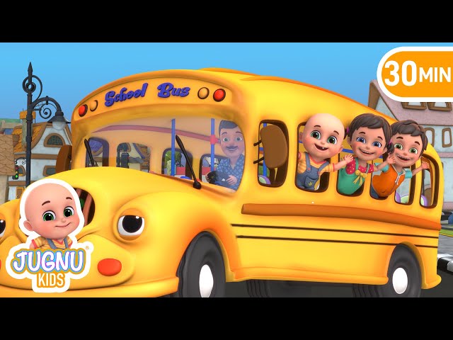 Wheels On The Bus - Vehicle Song +More Nursery Rhymes & Kids Songs ABCs and 123s | Jugnu Kids