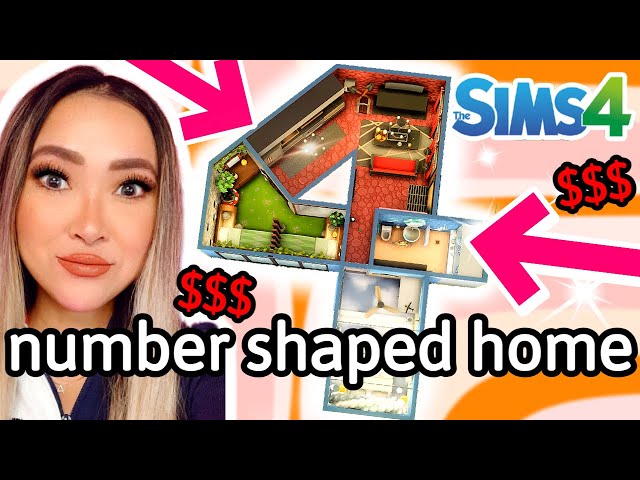 building a 4-shaped house for the 4 elements with a $44,444 budget! Sims 4: Number Build Challenge