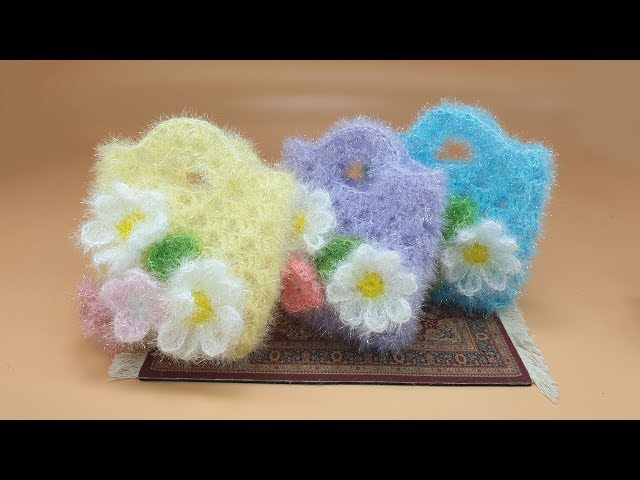 [코바늘뜨개crochet] 국화의 향기 가방수세미  Crochet Dish Scrubby