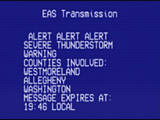 EAS Mock - Severe Thunderstorm Warning for Pennsylvania