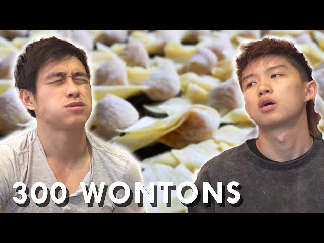 EATING 300 SHRIMP WONTON DUMPLINGS MUKBANG (WE DIED!!)