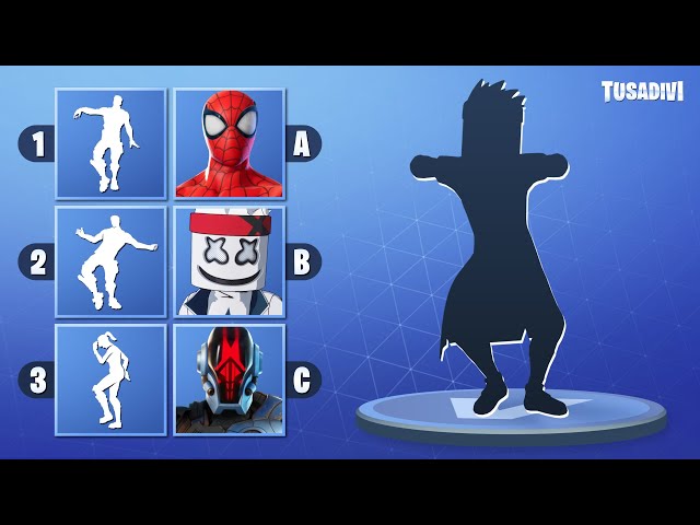 GUESS THE DANCE AND THE SKIN - FORTNITE CHALLENGE - PART #7 | tusadivi