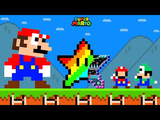 Tiny Mario and Tiny Luigi vs Rainbow Star Maze in Super Mario Bros.