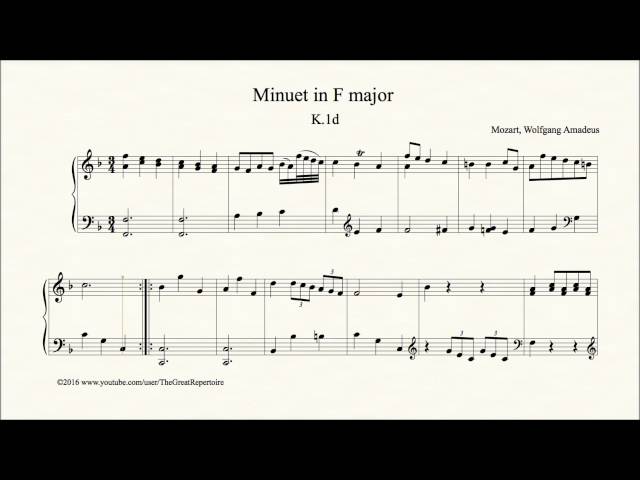 Mozart, Minuet in F major, K 1d, Organ