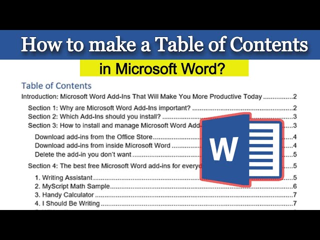 How to Make a Table of Contents in Word | Microsoft Word for Beginners