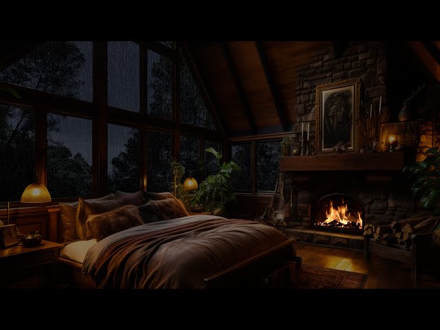 Heavy Rain and Fireplace Crackling for Ultimate Relaxation - Relaxing Rain and Cozy Fireplace Sounds