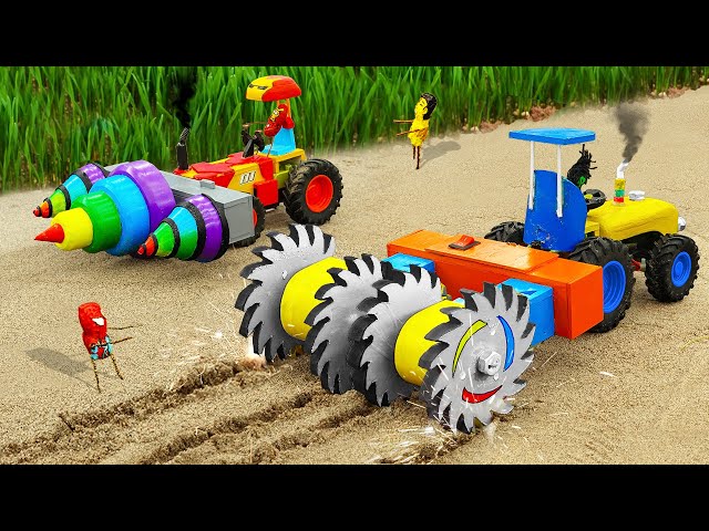 Diy tractor making mini Triple Drilling Gold Mining | diy MEGA Plowing Agriculture Machine | HP Mini