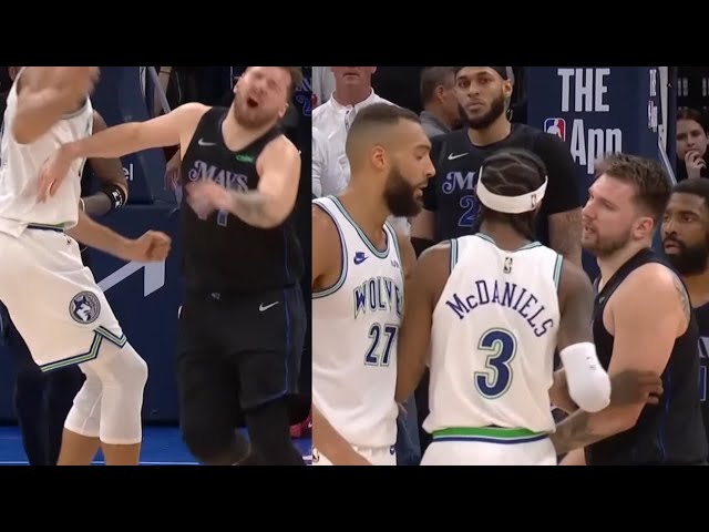 LUKA PUNCHED IN STOMACH BY RUDY GOBERT! IN INSANE REPLAY! GOES AT HIM! THEN LUKA WENT WOLVES BENCH!