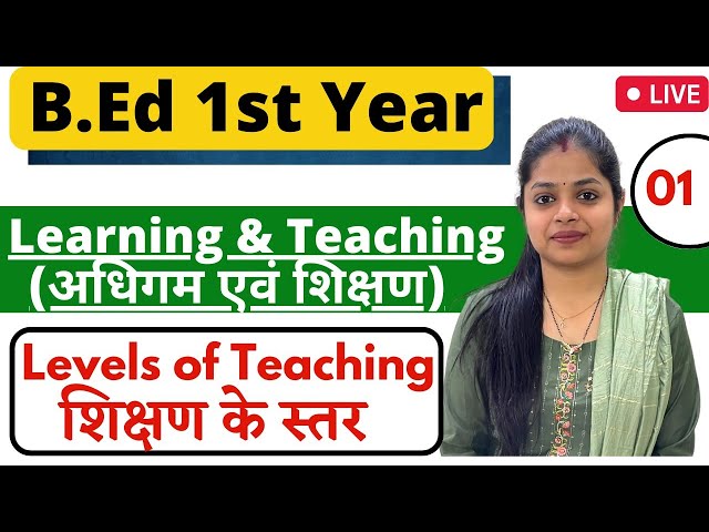 Levels Of Teaching | Learning And Teaching | MDU/CRSU Bed 1st Year