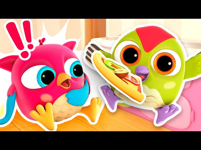 Hop Hop the owl and Peck Peck cook pizza & make bubbles. Kids' animation. Baby cartoons for kids.