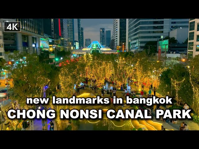 【🇹🇭 4K】Walking around Bangkok Chong Nonsi Canal Park at night | Thailand | Dec 2021