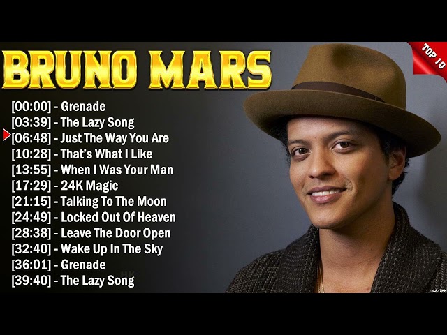 Bruno Mars Top Hits 2024 Collection - Top Pop Songs Playlist Ever