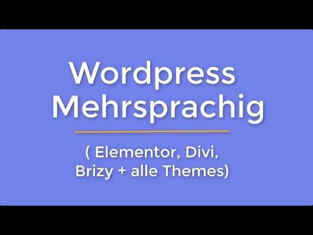 Wordpress Website mehrsprachig machen | Elementor, Divi, Brizy und alle Themes