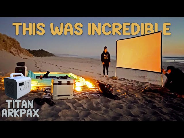 OFF GRID MOVIE THEATRE ON REMOTE BEACH powered by the ARKPAX TITAN #powerstation