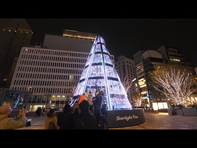 4K・ 【4K】 Tokyo station Christmas lights - around and below
