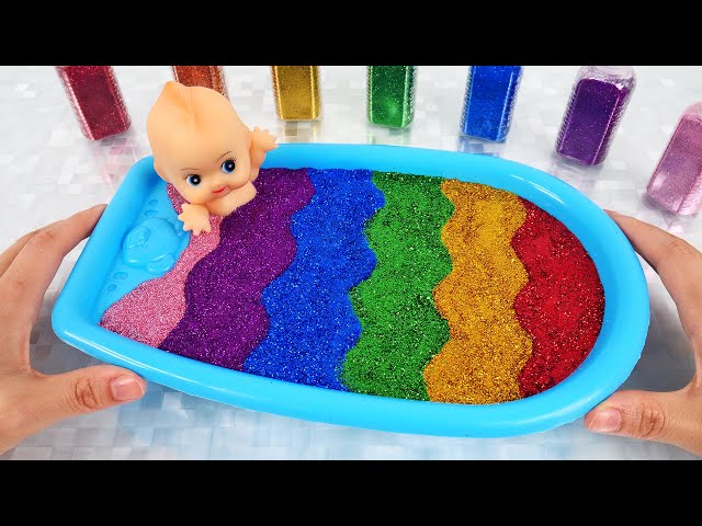Satisfying Video l Mixing All My Slime Smoothie in Bathtub ASMR RainbowToyTocToc