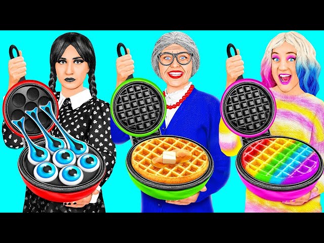 Wednesday vs Grandma Cooking Challenge  Parenting Hacks by Fun Challenge