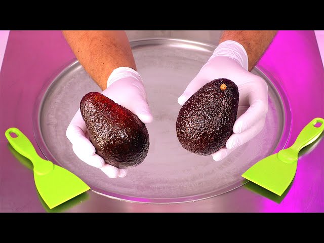 ASMR | Avocado Ice Cream Rolls - how to make fresh Avocado to rolled fried Ice Cream Roll / Recipe