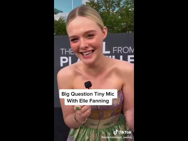 anya taylor-joy, elle fanning and andrew garfield having fun with the tiny microphone