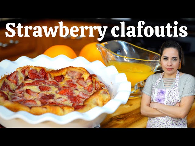STRAWBERRY CLAFOUTIS recipe + ORANGE SAUCE for dessert | FRENCH desserts EASY to make