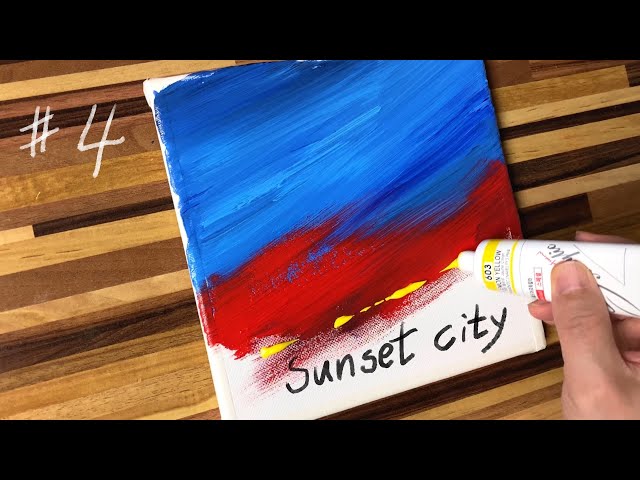 Daily Challenge #4 / Acrylic painting / Sunset City