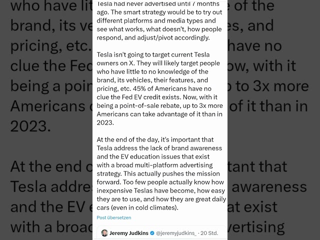 Tesla Werbung auf X - Viele Meinungen