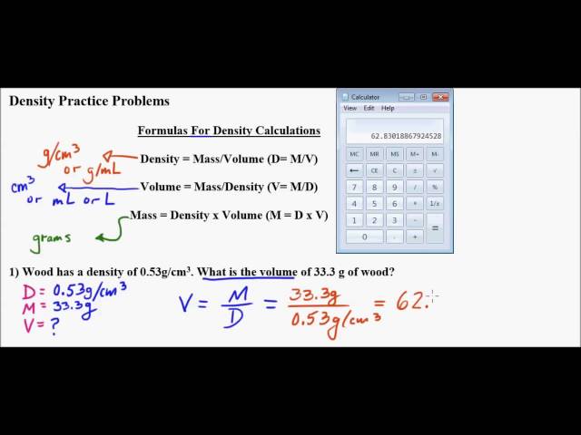 Density, Mass, and Volume Problems  Part 1