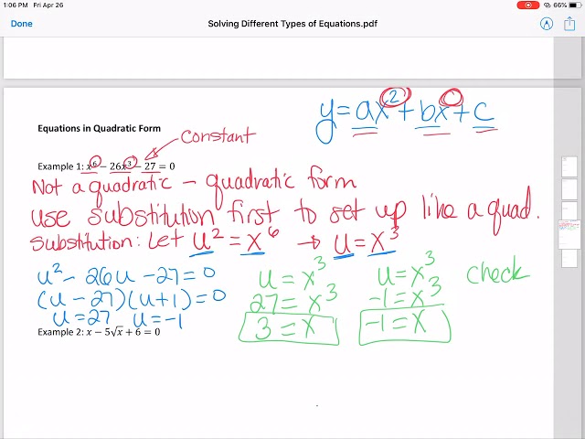 Solving Equations that are “Quadratic Like” Part 1