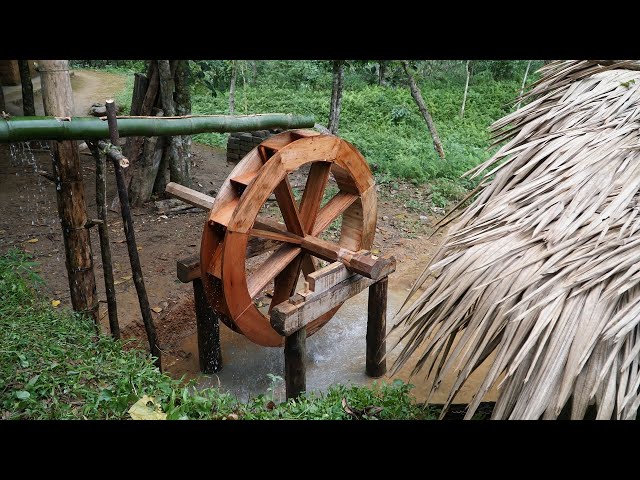 HOW TO BUILD WATER WHEEL | Diy Wooden Water Wheel / Best Projects On Primitive-Skills - Ep. 133