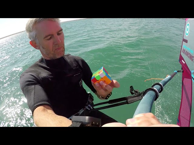 British Windsurfer Solves Rubik's Cube in 27.1 Seconds While Foiling