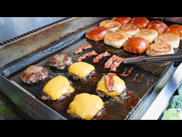 Burger Making Skills-Cheese Bacon Burger, Peanut Butter Burger/起司培根牛肉堡 / 치즈버거(치즈 햄버거)