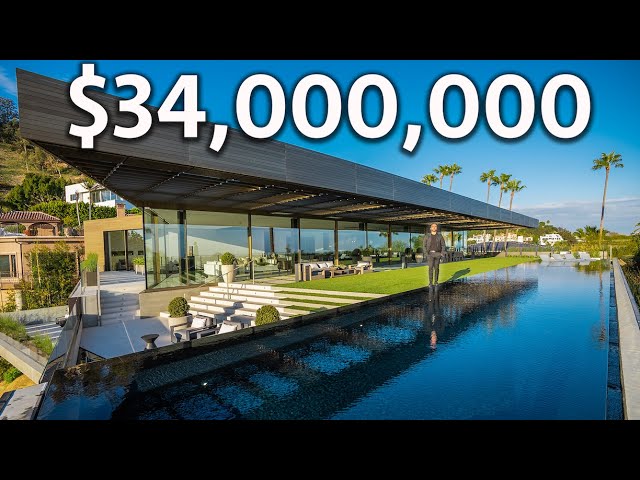 Inside a $34,000,000 FUTURISTIC Hollywood Hills Modern Mega Mansion with a Retractable Roof!