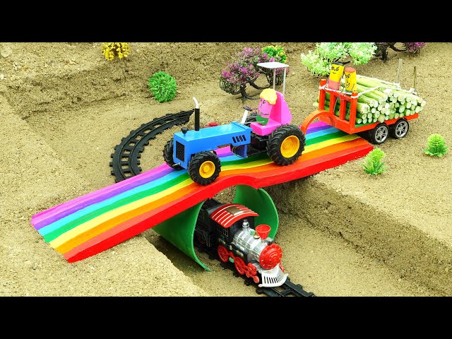 diy tractor making mini Concrete bridge | diy tractor build a Train Bridge || Tractor COA