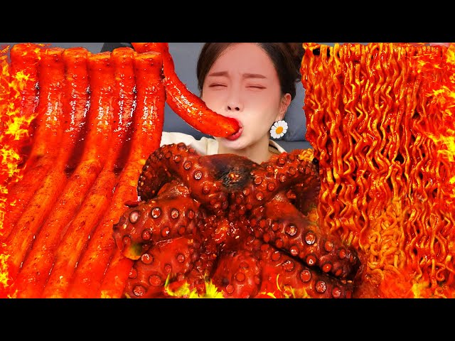 [Mukbang ASMR] Nothing tasted this spicy till now ! Fried Octopus 🐙 Tteokbokki Recipe 🔥 Ssoyoung