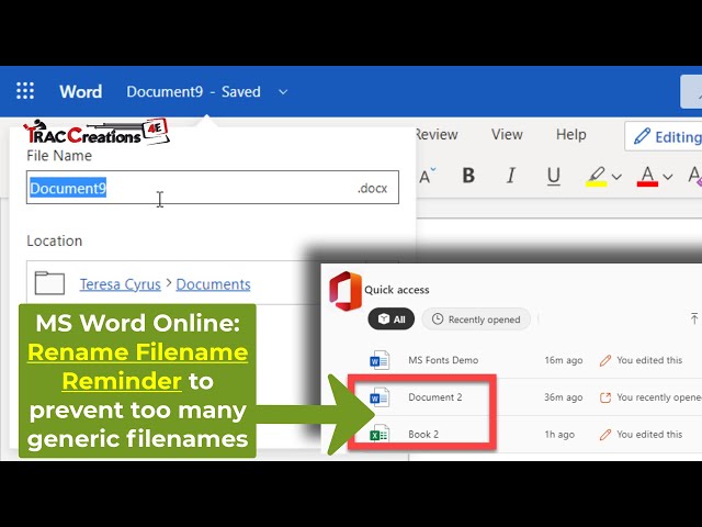 How to Rename a File in Microsoft Word Online