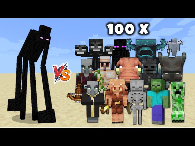 ENDERSENT vs All Minecraft Mobs x100 - Endersent (Minecraft Dungeons) vs Mobs