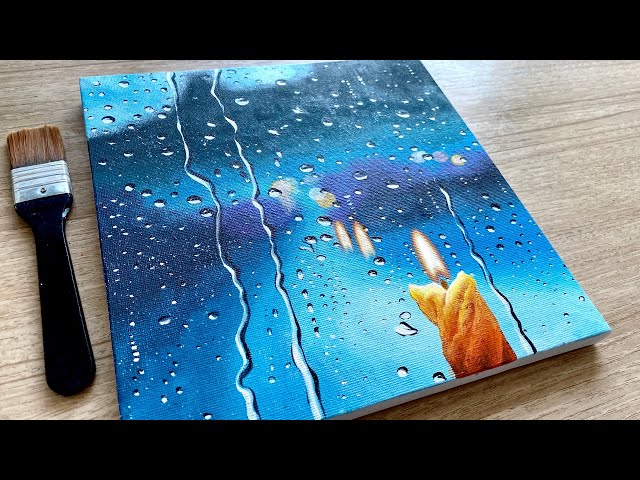 Rainy Day Acrylic Painting for Beginners / Step by Step / Daily Challenge #103