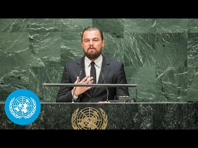 Leonardo DiCaprio (UN Messenger of Peace) at the opening of Climate Summit 2014
