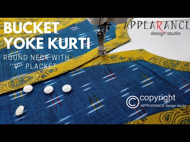 Bucket Yoke Kurti Round Neck With '' V ''💯 Placket Sewing For Beginners ✳✂ Sewing Tips And Tricks