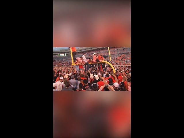 Goal posts torn down after Oklahoma State wins Bedlam