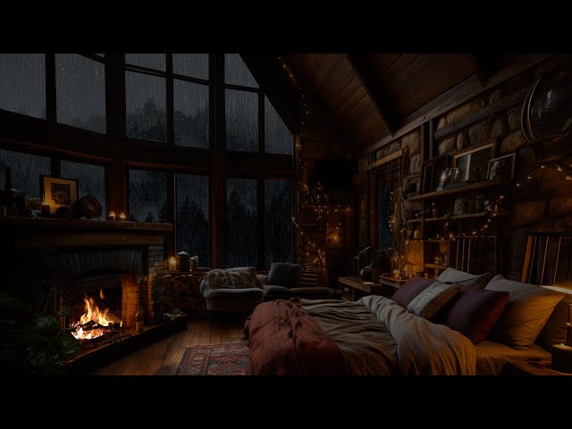 Sleep Better with Rain and Fireplace Sounds in the Background - 99% Instanly Fall Asleep