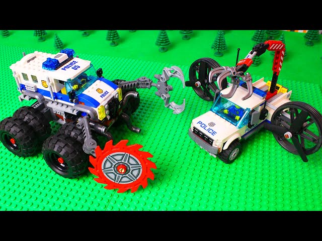 LEGO experimental police trucks, Bulldozer and pickup for kids