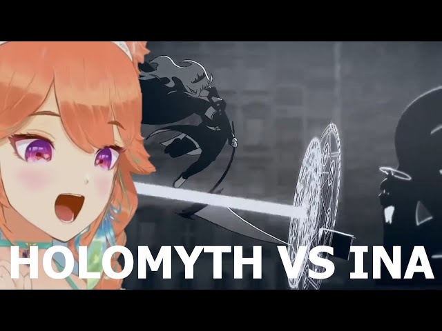 Kiara reacts to and dubs over "HoloMyth vs Ina" Fan Animation