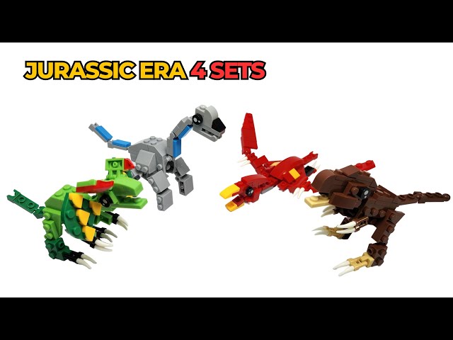 NON LEGO Jurassic World Montoy Blocks 4 Dinosaurs LEGO Speed Build