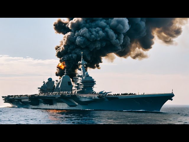 1 minute ago! Russian aircraft carrier carrying explosives to Iran. destroyed by a Ukrainian Su-57